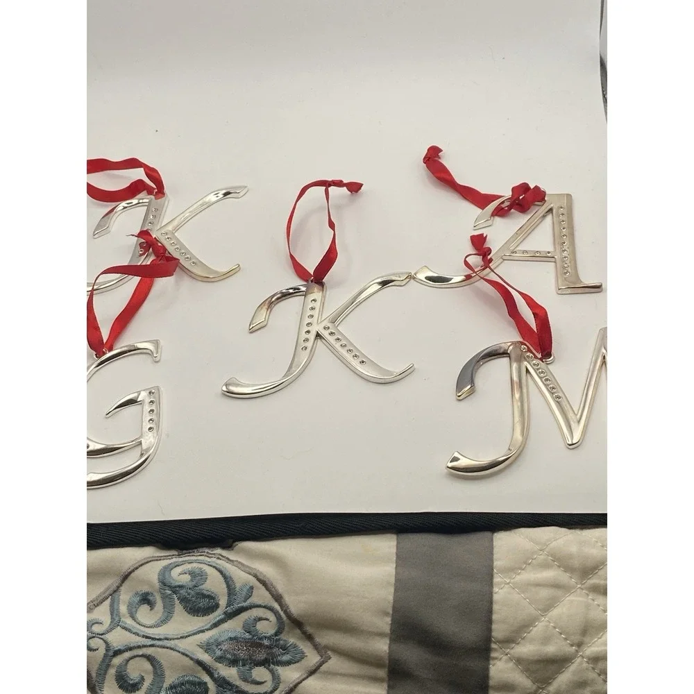 Harvey Lewis Silver Toned Cursive Monogram Ornament With Crystal Accent-Lot